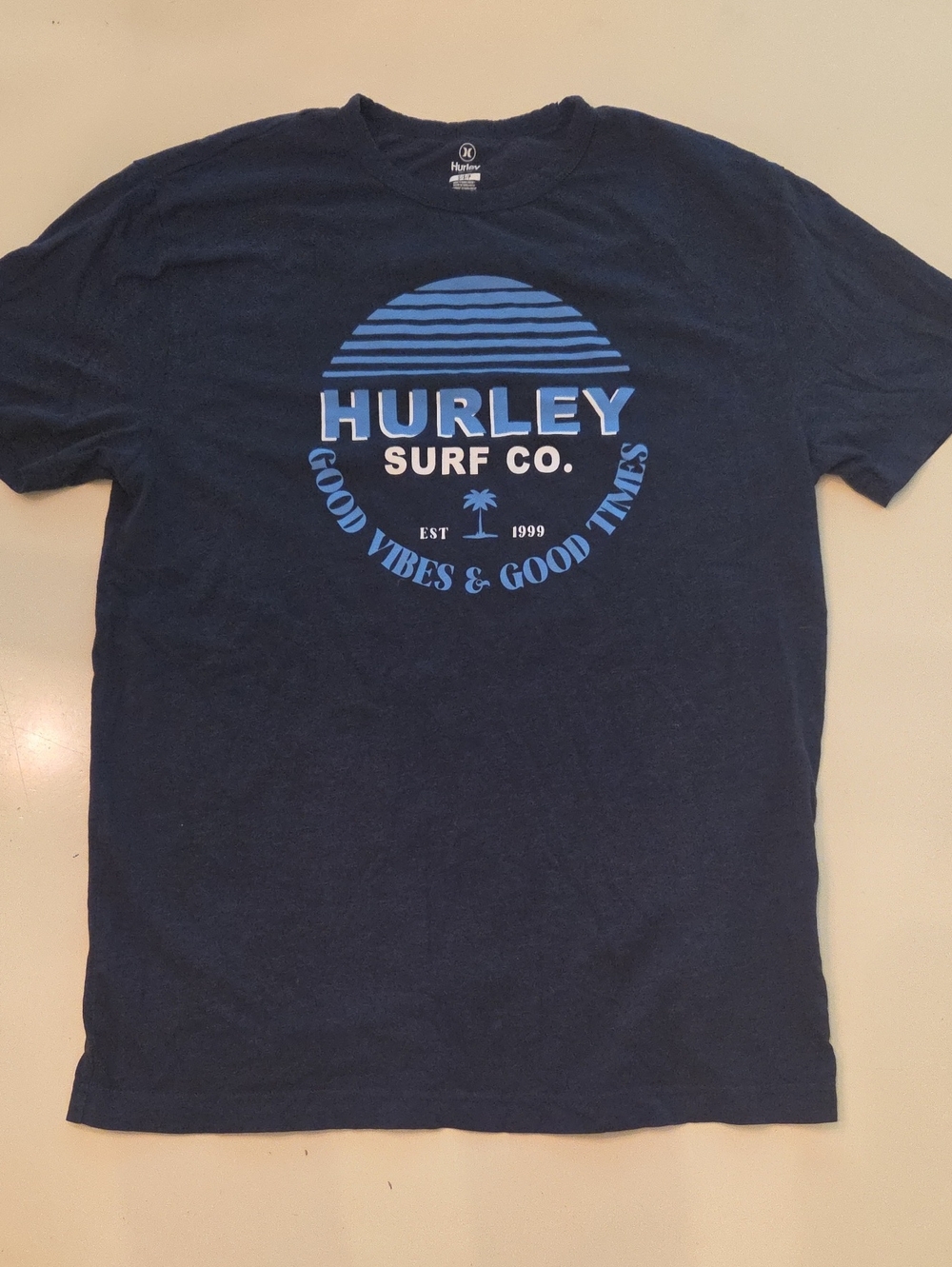 Hurley Surf Co Good Vibes Navy Blue Graphic Tee Shirt S